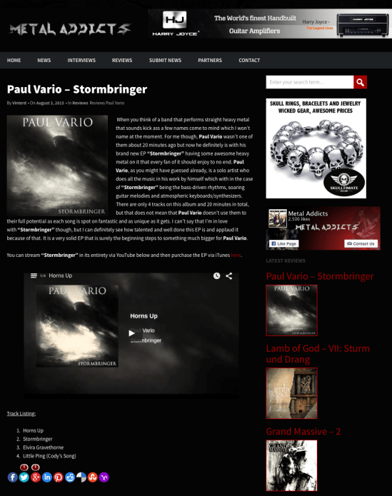 Paul Vario Music Stormbringer Review